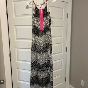 Black, white, and Pink Maxi Dress